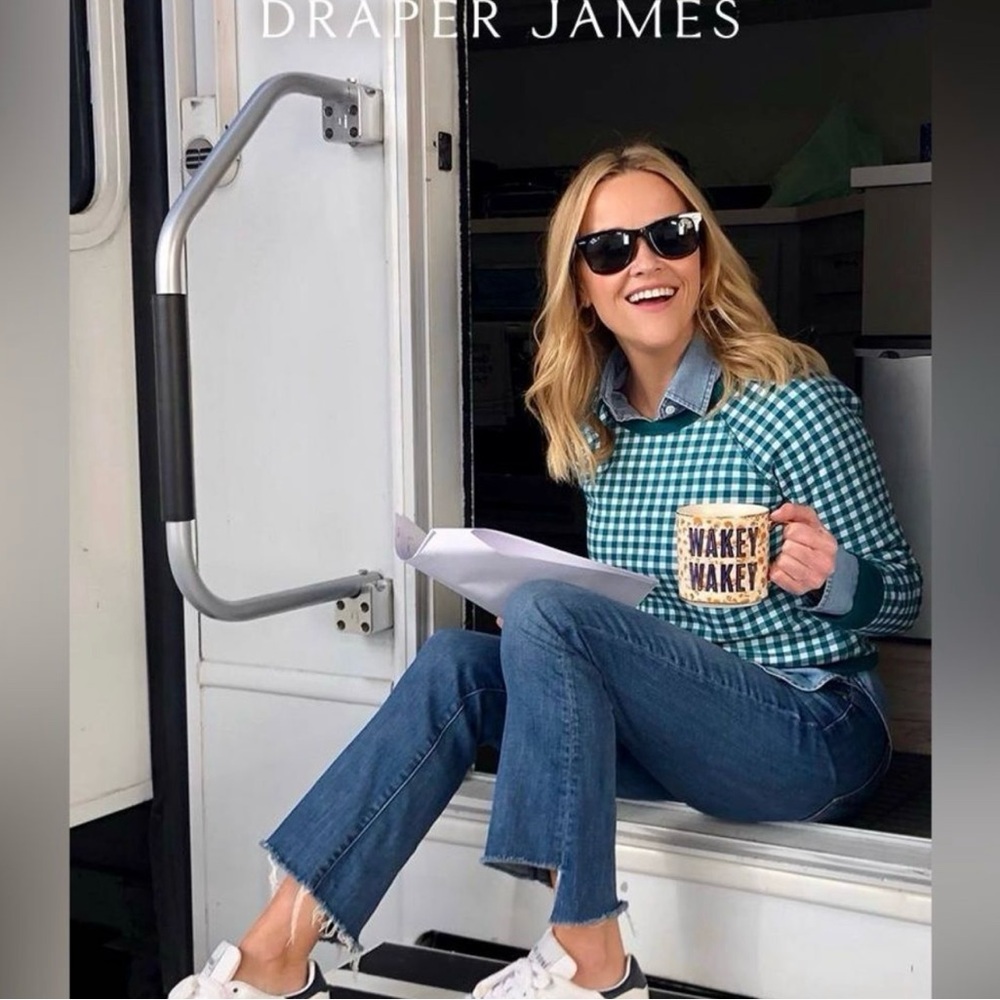 Draper James Gingham sweatshirt top XS seen on Reese Witherspoon - Picture 3 of 5